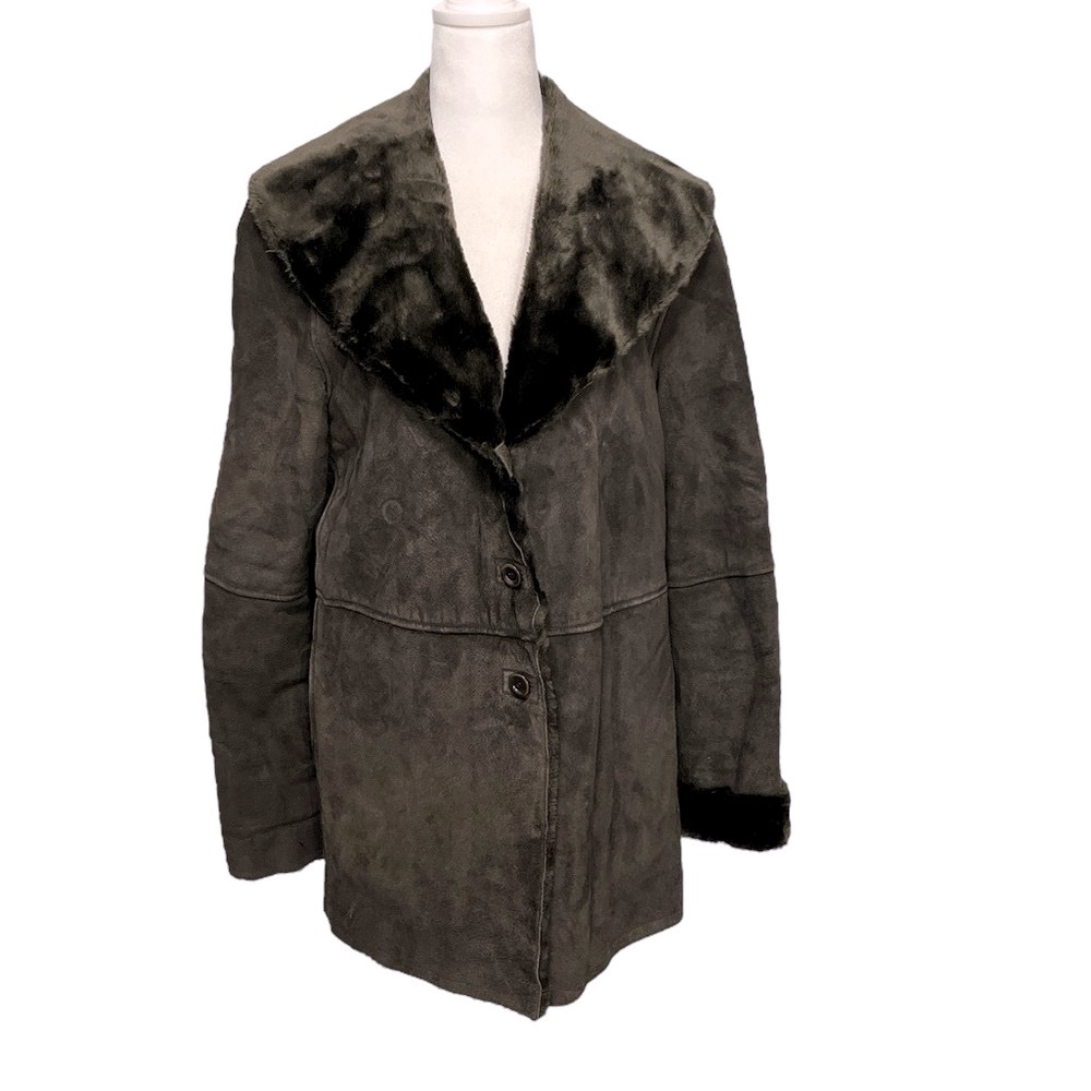 Vintage Liz Claiborne Leather Suede Faux Fur Coat